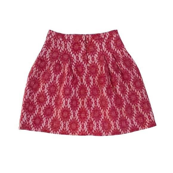 MAJE JIRONDA RED ROUGE LACE PRINT PLEATED HIGH WAIST MINI SKIRT - Picture 3 of 10
